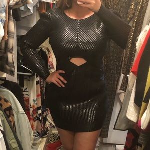 Black sequin mini dress